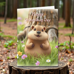 Carte Jour adorable de la marmotte
