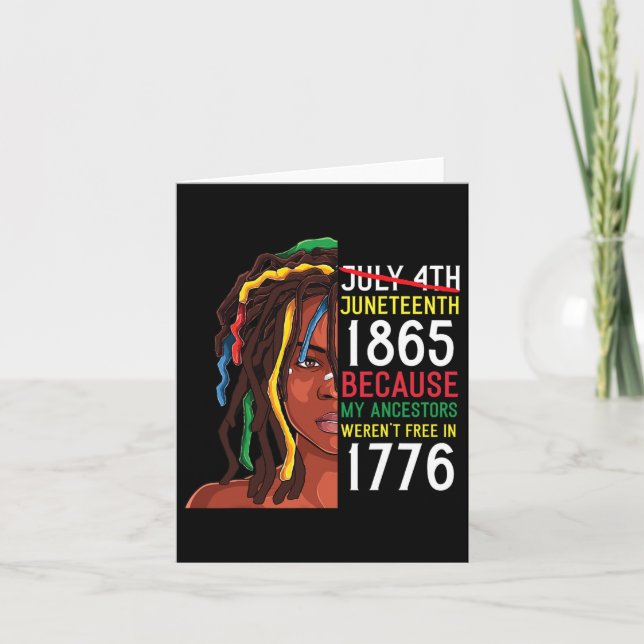 Carte Jour Ancêtres Gratuit 1776 Juillet 4 Noir Africain (Devant)