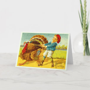 Carte Jour d'Action de grâce vintage avec la Turqu