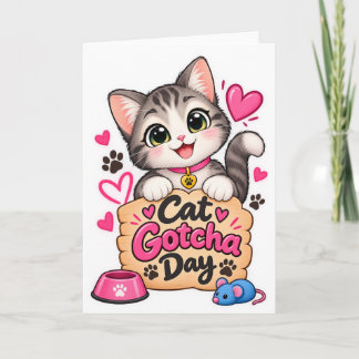 Carte Jour d'adoption de chat mignon