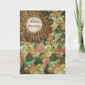 Carte Jour d'anniversaire Art déco de style Vintage rétr