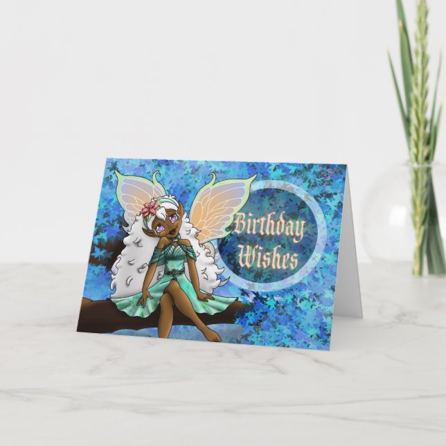 Carte Jour d'anniversaire de la fête des fées afro-améri (Devant)