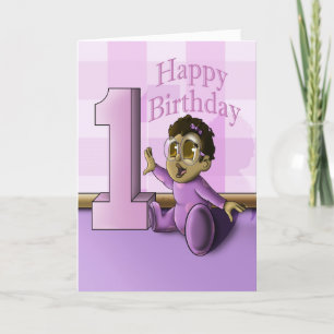 Carte Jour d'anniversaire de la mignonne fille afro-amér