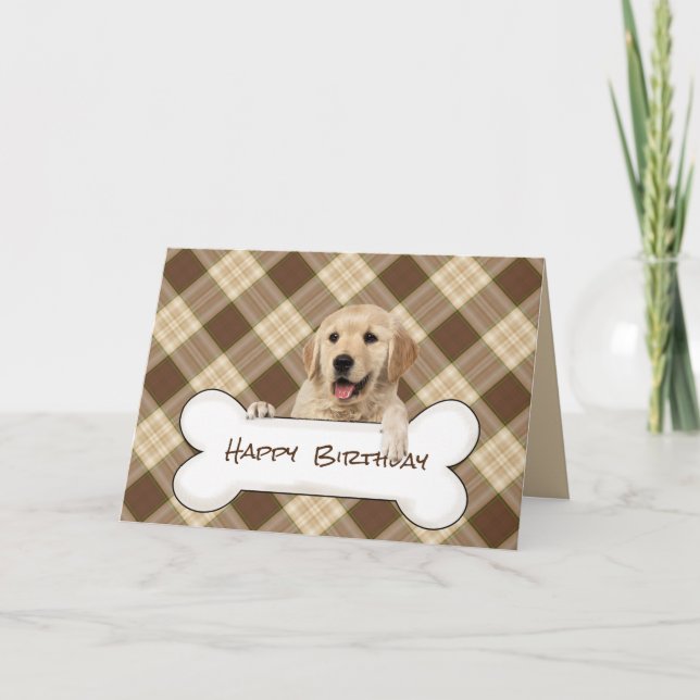 Carte Jour d'anniversaire golden extracteur sur plaid (Devant)