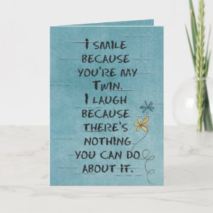 Carte Jour d'anniversaire jumeau avec fleurs de parties 