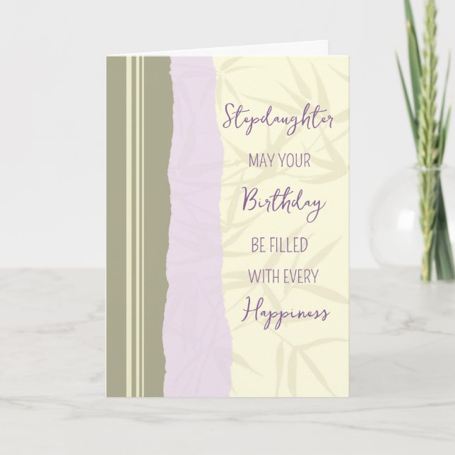Carte Jour d'anniversaire moderne violet beige stepgirl (Devant)