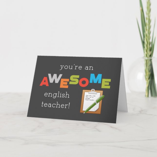 Carte Jour d'appréciation de l'enseignant anglais stupéf (Devant)