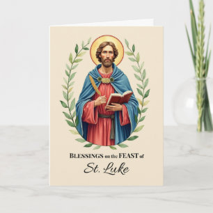 Carte Jour de fête de saint Luc, bénédictions, couronne