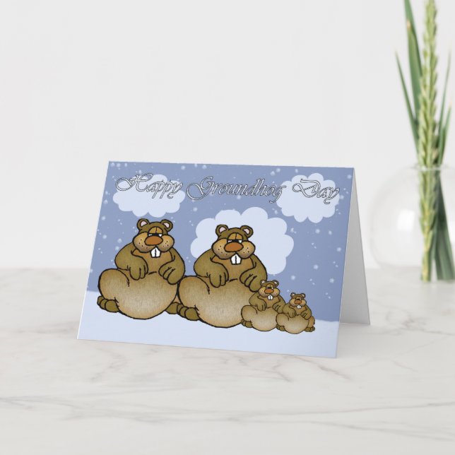 Carte Jour de Groundhog heureux, famille de Groundhog (Devant)