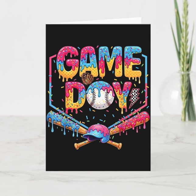 Carte Jour de jeu rétro Baseball Crème glacée Cadeau gou (Devant)