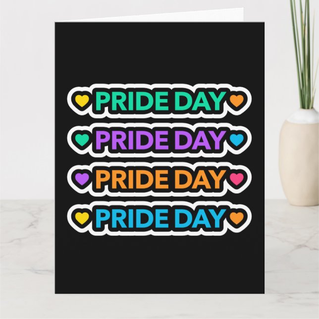 Carte Jour de la fierté. LGBT+Pride. Coeur arc en ciel. (Devant)