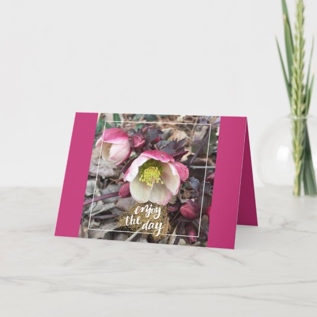 CARTE JOUR DE LA MÈRE FLEURIE ROSE SALUANT (Devant)