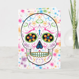 Carte Jour de la mort crâne de sucre - brillant multicol