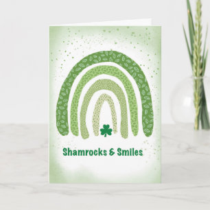 Carte Jour de la Saint Patrick Boho Green Rainbow Shamro