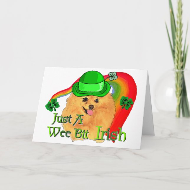 Carte Jour de la Saint Patrick de Pomeranian (Devant)