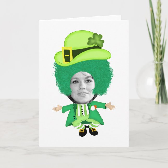 Carte Jour de la Saint Patrick irlandais Jig, Tête encad (Devant)