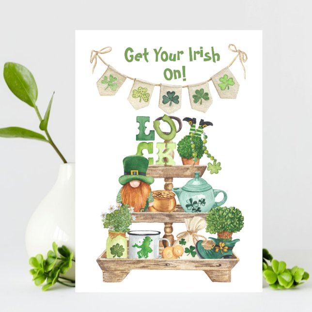 Carte Jour de la Saint Patrick irlandaise Leprecha (Créateur téléchargé)