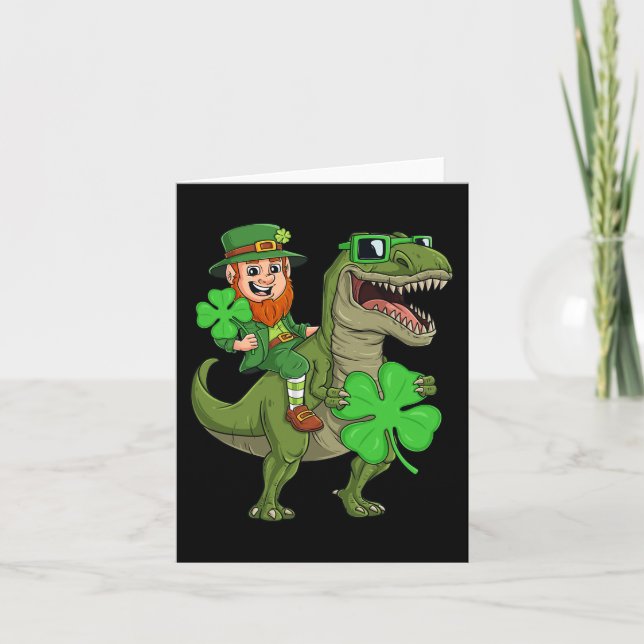 Carte Jour de la Saint Patrick Leprechaun équitation T R (Devant)