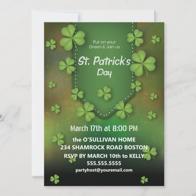Carte Jour de la Saint Patrick Premier Anniversaire vert (Devant)