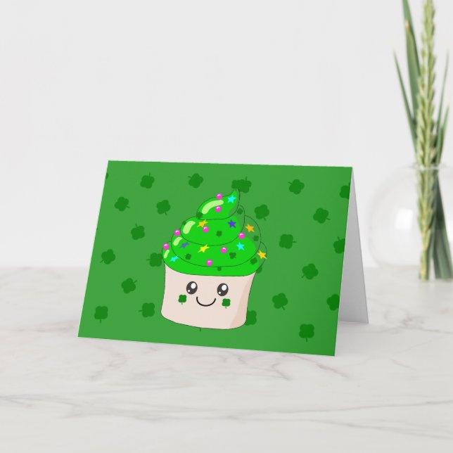 Carte Jour de la Saint Patrick vert de trèfle mignon (Devant)