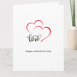 Carte Jour de la Saint-Valentin minimaliste noir rouge d