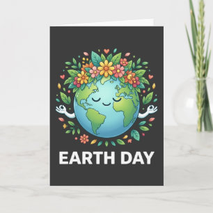 Carte Jour de la Terre floral esthétique planète mignonn