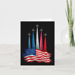 Carte Jour de l'Indépendance American Flag Jet Avions Re