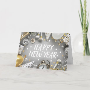 Carte Jour de l'or Fête du Nouvel An Clipart