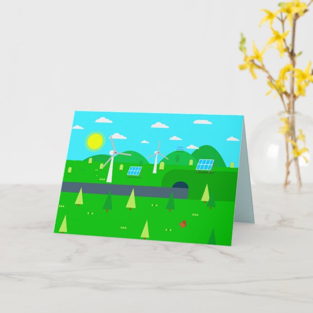 Carte Jour de l'terre heureux Énergie durable Texte pers (Fleur jaune)