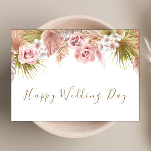 Carte Jour de mariage heureux avec le thème Fleur sauvag