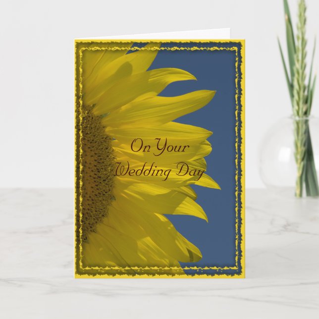 Carte Jour de mariage vertical du tournesol (Devant)