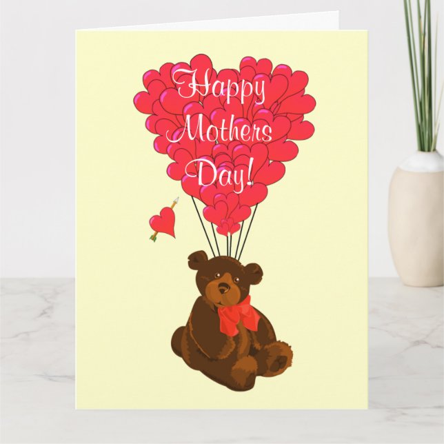Carte Jour de mères romantique d'ours de nounours (Devant)