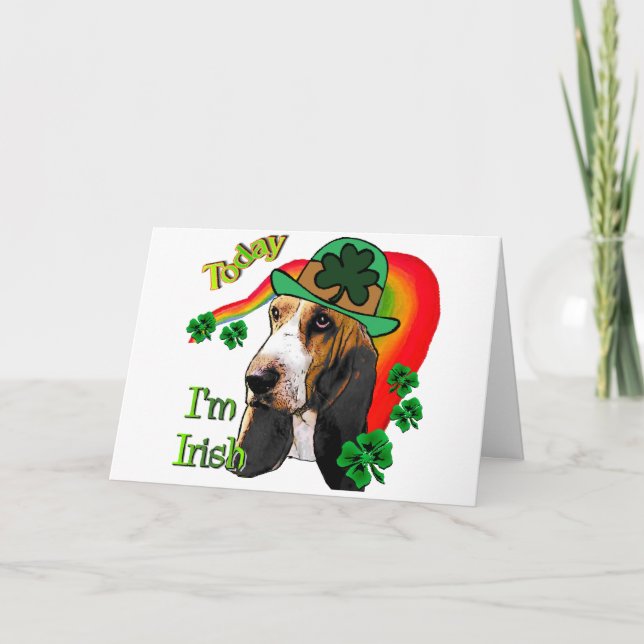 Carte Jour de St Patricks de Basset Hound (Devant)
