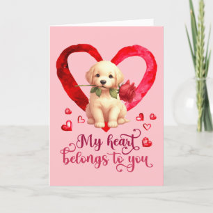 Carte Jour de Valentines d'aquarelle Golden Retrie