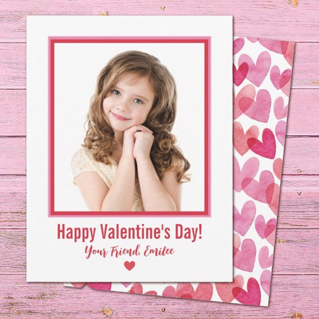 Carte Jour de Valentines Photo Enfants Cute (A cute simple photo Valentine's day card. Personalize them for a school classroom exchange.)