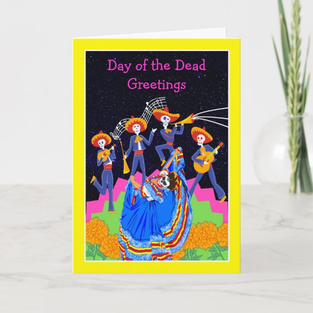 Carte Jour des Mort Salutations Danse Catrina (Devant)