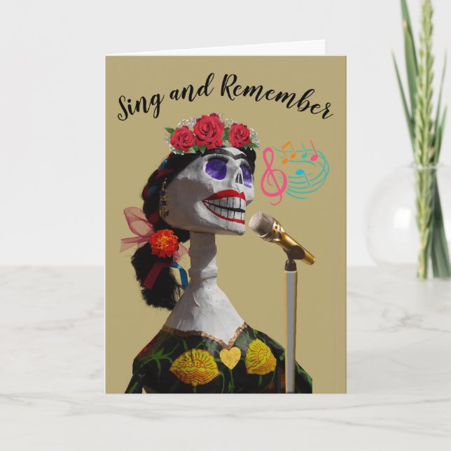 Carte Jour des Morts Chanter Souvenez-vous de Skeleton S (Devant)