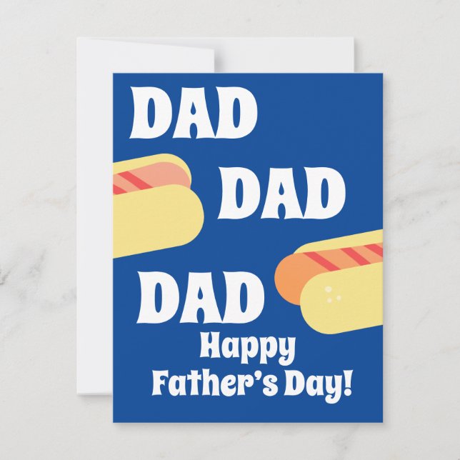 Carte Jour des Pères heureux moderne Hotdog BBQ Papa Ble (Devant)