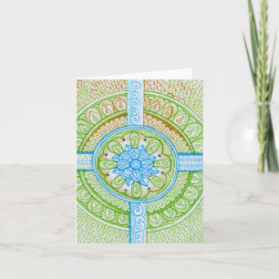 Carte Jour des terres Recycle Damask Indien Mandala Blan