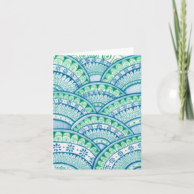 Carte Jour des terres Recycle Damask Indien Mandala Blan (Devant)