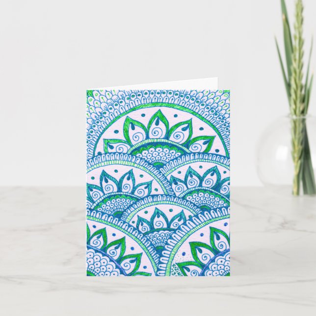 Carte Jour des terres Recycle Damask Indien Mandala Blan (Devant)
