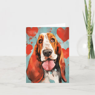 Carte Jour des Valentines de Basset Hound