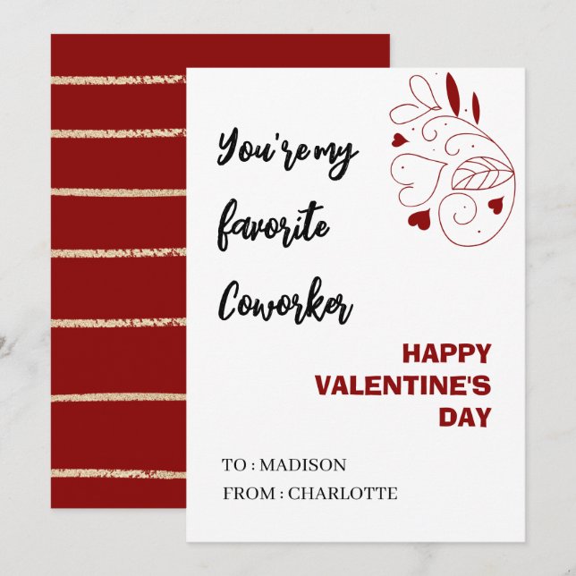 Carte Jour des valentines de collaborateur de bureau per (Devant / Derrière)