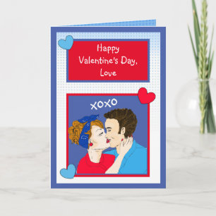 Carte Jour des Valentines du Xoxo Kissing Retro Couple