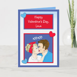 Carte Jour des Valentines du Xoxo Kissing Retro Couple