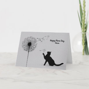 Carte Jour du nom du chat noir et du pissenlit