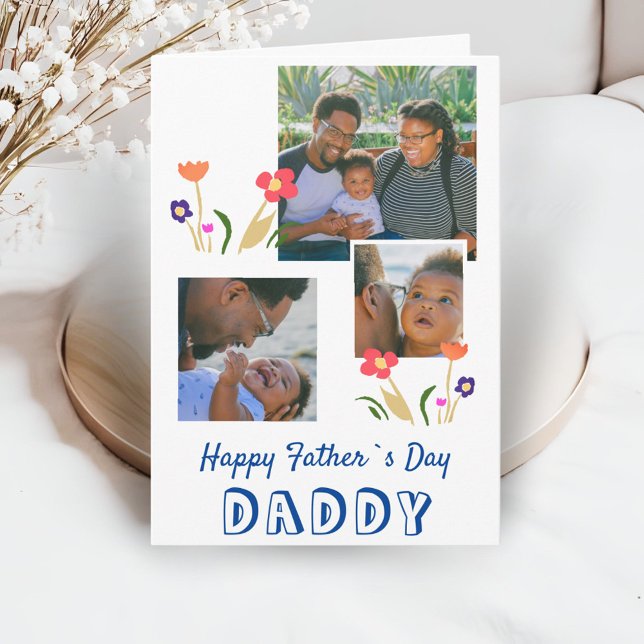 Carte Jour du Père Joyeux Papa Fleurs Dessin 3 Photo (Créateur téléchargé)