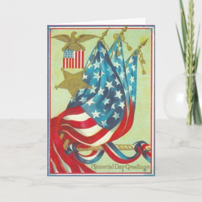 Carte Jour du Souvenir d'Eagle d'étoile d'or de drapeau (Devant)