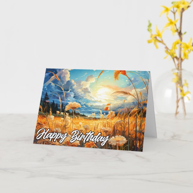 Carte Jour ensoleillé Dans les Prairies | Joyeux anniver (Fleur jaune)