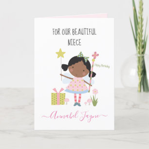 Carte Jour fée de la nièce rose whimsical